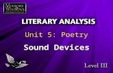 Sound Devices Unit 5: Poetry. Poetry lifts the veil from the hidden beauty of the world, and makes familiar objects be as if they were not familiar. —Percy.