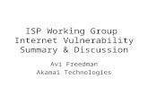 ISP Working Group Internet Vulnerability Summary & Discussion Avi Freedman Akamai Technologies.