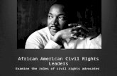 African American Civil Rights Leaders Examine the roles of civil rights advocates.