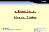 Philae Science Team Meeting Venice, 30 Mar. – 1 Apr. 2009 Rita Schulz - Rosetta - Mission Status.