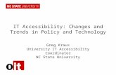 IT Accessibility: Changes and Trends in Policy and Technology Greg Kraus University IT Accessibility Coordinator NC State University.
