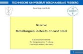 1 Foundry-Institute Seminar Metallurgical defects of cast steel Claudia Dommaschk TU Bergakademie Freiberg Foundry Institute, Germany.