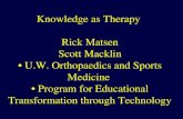 Knowledge as Therapy Rick Matsen Scott Macklin U.W. Orthopaedics and Sports Medicine Program for Educational Transformation through Technology.