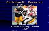 Orthopaedic Research of Virginia Cramer Anatomy Course 1999 Williamsburg, Virginia.