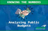 KNOWING THE NUMBERS Analyzing Public Budgets.  Know what information you need to analyze budgets.  Understand what to look for, and what it all means.