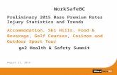 WorkSafeBC Preliminary 2015 Base Premium Rates Injury Statistics and Trends Accommodation, Ski Hills, Food & Beverage, Golf Courses, Casinos and Outdoor.