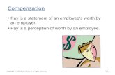 Copyright © 2004 South-Western. All rights reserved.9–1 Compensation Pay is a statement of an employee’s worth by an employer. Pay is a perception of worth.