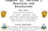 Chapter 19, Section 2 Reaction and Revolution BIG Idea: Self-Determination In 1848, liberals and nationals rebelled against many of the conservative governments.