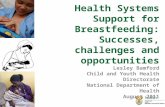 Health Systems Support for Breastfeeding: Successes, challenges and opportunities Lesley Bamford Child and Youth Health Directorate National Department.
