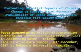 Evaluating Potential Impacts of Climate Change on Surface Water Resource Availability of Upper Awash Sub-basin, Ethiopia rift valley basin. By Mekonnen.