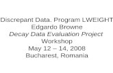Discrepant Data. Program LWEIGHT Edgardo Browne Decay Data Evaluation Project Workshop May 12 – 14, 2008 Bucharest, Romania.