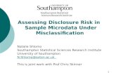 11 Assessing Disclosure Risk in Sample Microdata Under Misclassification Natalie Shlomo Southampton Statistical Sciences Research Institute University.