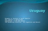 Uruguay is located in South America The capital is Montevideo Population: 3,510,386 people The bordering countries are Argentina and Brazil.