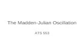 The Madden-Julian Oscillation ATS 553. Intraseasonal Oscillations “Any quasiperiodic atmospheric fluctuation that is: –Longer than synoptic features,