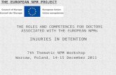 THE ROLES AND COMPETENCES FOR DOCTORS ASSOCIATED WITH THE EUROPEAN NPMs INJURIES IN DETENTION 7th Thematic NPM Workshop Warsaw, Poland, 14-15 December.