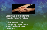 Essentials of Care for the “Elderly” Trauma Patient Stacy Vincent, RN Emergency Department Enloe Medical Center Chico, CA.