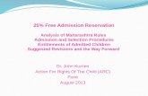 25% Free Admission Reservation Analysis of Maharashtra Rules Admission and Selection Procedures Entitlements of Admitted Children Suggested Revisions and.