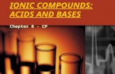 IONIC COMPOUNDS: ACIDS AND BASES Chapter 8 - CP. Properties of Acids and Bases – Journal 1 SILENTLY, Read and Highlight the 8.3 and 8.4 part of the Worksheet.