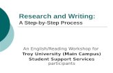Research and Writing: A Step-by-Step Process An English/Reading Workshop for Troy University (Main Campus) Student Support Services participants.