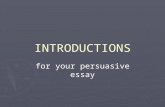 INTRODUCTIONS for your persuasive essay. “What’s YOUR hook gonna be?”