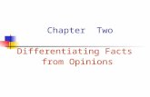 Chapter Two Differentiating Facts from Opinions. Introduction In the reading world, some reading material conveys objective facts, which are expressed.