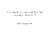 A perspective on usability and safety in health IT dean calcagni, MD.