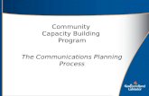 Community Capacity Building Program The Communications Planning Process.