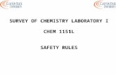 SURVEY OF CHEMISTRY LABORATORY I CHEM 1151L SAFETY RULES.