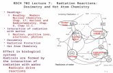 7-1 RDCH 702 Lecture 7: Radiation Reactions: Dosimetry and Hot Atom Chemistry Readings: §Reading: Modern Nuclear Chemistry, Chap. 17; Nuclear and Radiochemistry,