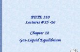 PETE 310 Lectures # 25 -26 Chapter 12 Gas-Liquid Equilibrium.