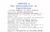 CHAPTER 4 The Semiconductor in Equilibrium (A key chapter in this course) Derive the thermal-equilibrium concentrations of electrons and holes in a semiconductor.