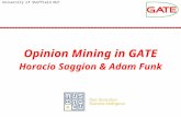 University of Sheffield NLP Opinion Mining in GATE Horacio Saggion & Adam Funk.