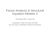 Factor Analysis & Structural Equation Models 2 Sociology 8811, Class 29 Copyright © 2007 by Evan Schofer Do not copy or distribute without permission.