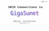 Börje Josefsson GRID Connections in. GigaSunet: GigaSunet: Nationwide 10 Gbit/s network Core network (22 cities): 5.270 km of lambdas. 27 inter-city segments.