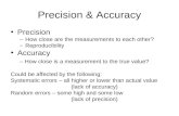 Precision & Accuracy Precision –How close are the measurements to each other? –Reproducibility Accuracy – How close is a measurement to the true value?