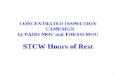1 CONCENTRATED INSPECTION CAMPAIGN by PAIRS MOU and TOKYO MOU STCW Hours of Rest.