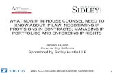 1 2015 ACC-SoCal In-House Counsel Conference #IHCC15 WHAT NON IP IN-HOUSE COUNSEL NEED TO KNOW ABOUT IP LAW; NEGOTIATING IP PROVISIONS IN CONTRACTS; MANAGING.