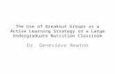 The Use of Breakout Groups as a Active Learning Strategy in a Large Undergraduate Nutrition Classroom Dr. Genevieve Newton.