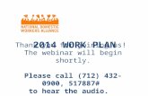 2014 WORK PLAN Thank you for joining us! The webinar will begin shortly. Please call (712) 432-0900, 517887# to hear the audio.