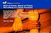 Copyright 2008 Talent Connections. All Rights Reserved. Best of Times, Worst of Times: Recruiting in a Down Economy Presented by Tom Darrow Founder and.