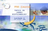TOPICS IN (NANO) BIOTECHNOLOGY Lecture 3 16th October, 2006 PhD Course.