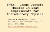 EF03: Large Lecture Theater In-Seat Experiments for Introductory Physics Daniel L MacIsaac, SUNY Buffalo State College Physics (716) 878-3802 macisadl@buffalostate.edu.