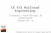 CE 515 Railroad Engineering Turnouts, Yard Design, & Clearances Arema Ch. 6 “Transportation exists to conquer space and time -”
