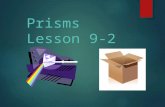 Prisms Lesson 9-2 2 Truths and a fib! 1. A cylinder is not a polyhedron. 3. A square pyramid has 5 faces. 2. A cube is a type of pyramid.