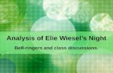 Analysis of Elie Wiesel’s Night Bell-ringers and class discussions.