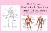 Musculo- Skeletal System and Disorders By: Gabby, Valerie, Stephanie, Jamaeya, Deja.