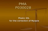 PMA P030028 Phakic IOL for the correction of Myopia.