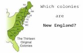 Which colonies are New England?. New England COLONIES Massachusetts-MA New Hampshire-NH Rhode Island-RI Connecticut-CT.