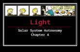Light Solar System Astronomy Chapter 4. Light & Matter Light tells us about matter Almost all the information we receive from space is in the form of.
