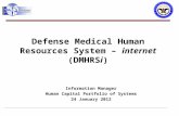 Defense Medical Human Resources System – internet (DMHRSi) Information Manager Human Capital Portfolio of Systems 24 January 2012.